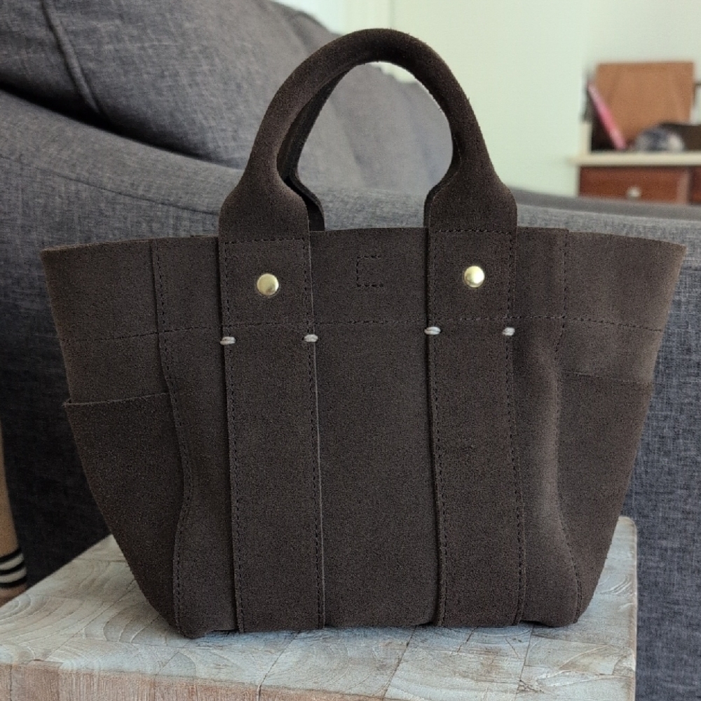 Clare V Petite Le Box Tote In Chocolate Suede